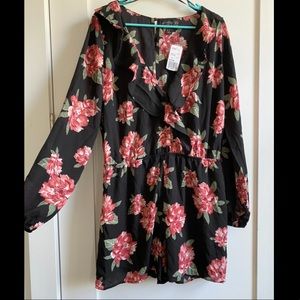 Black floral romper